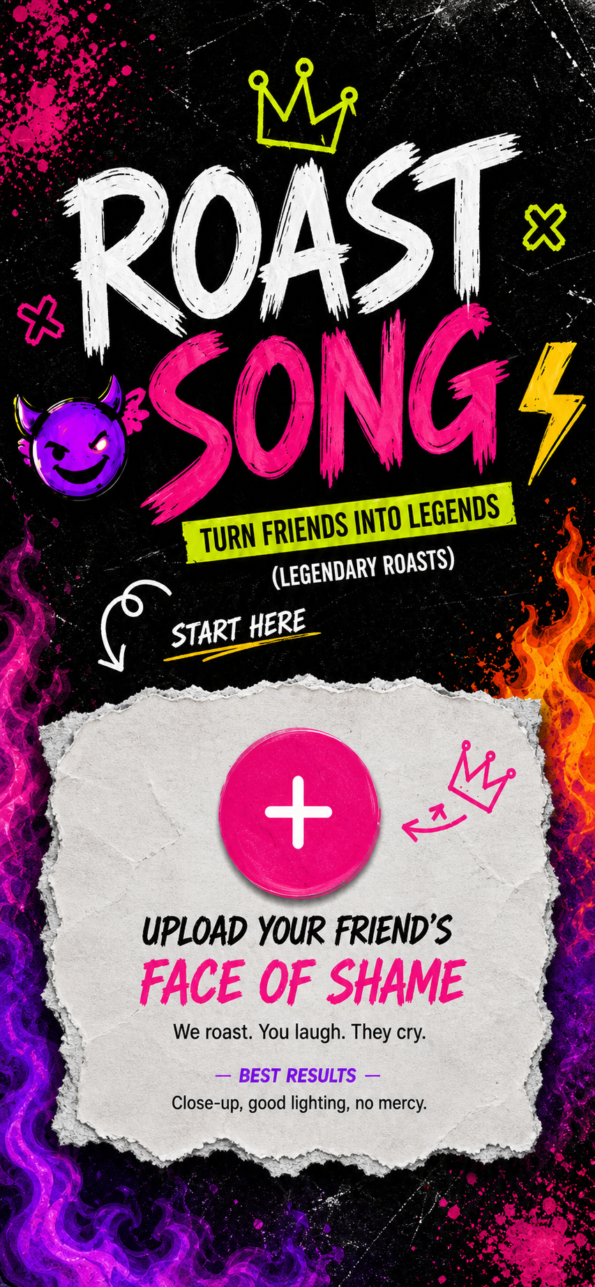 RoastSong iOS upload screen
